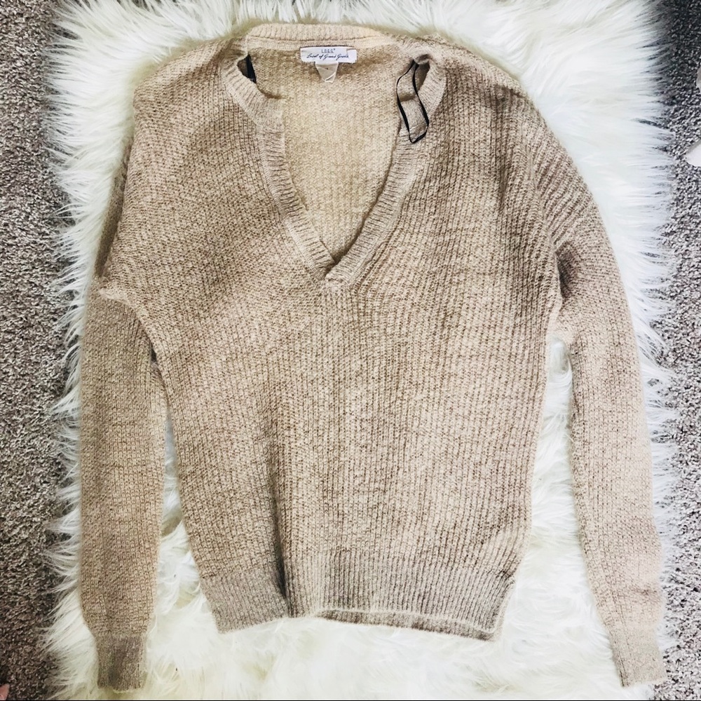 Soft V Neck Beige Sweater